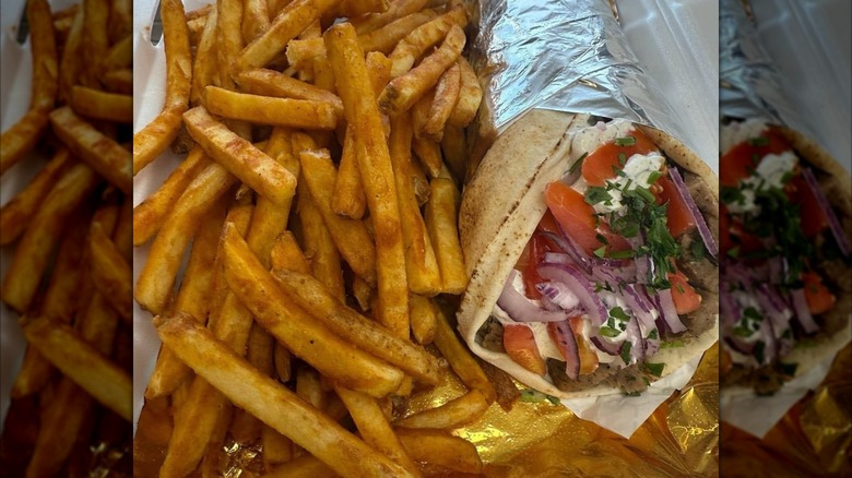 Original Chicago Greektown Gyro with side of French fries from Acropolis Greek Restaurant