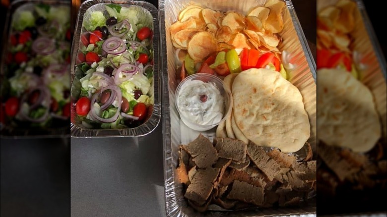 Gyros Tray with Tray of Greek Salad from Gyros Mediterranean