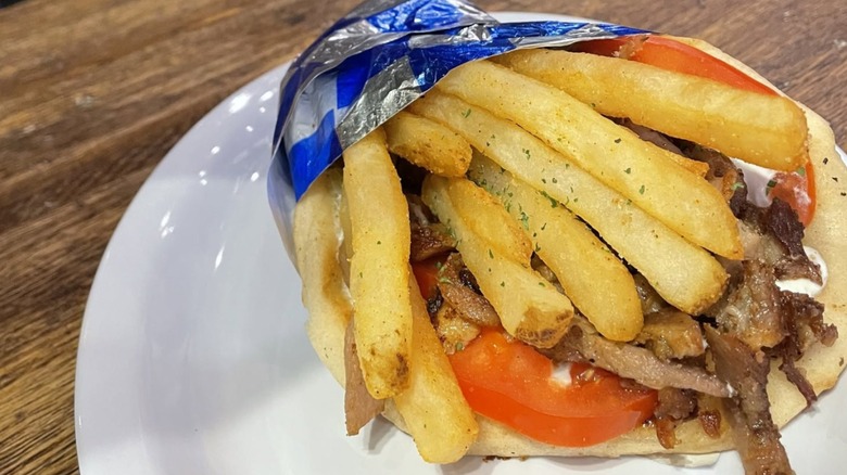 Gyro from Kouzina on a white plate
