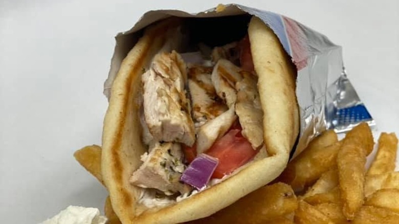 Chicken Gyro and French fries from Papa Nick's