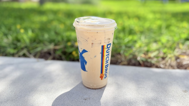 Dutch Bros Golden Eagle in a plastic to-go cup