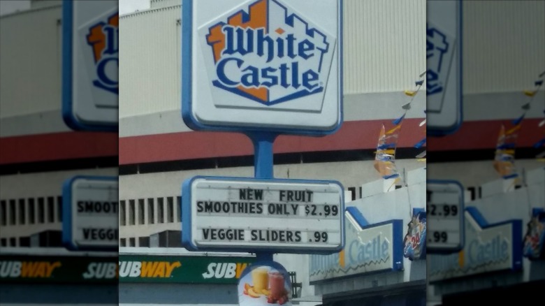 White Castle outdoor signage from 2015 showing 99 cent veggie sliders