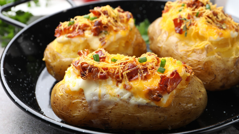 Baked potatoes with toppings