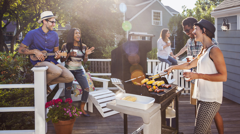 Friends enjoying a home BBQ