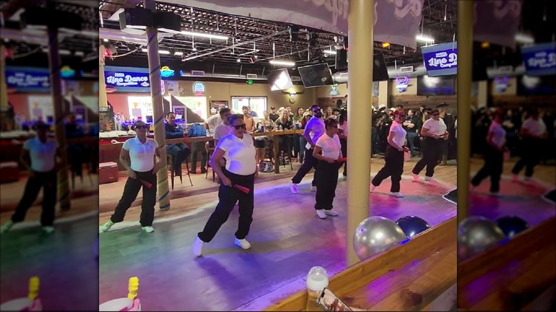 Dancers at the line dance competition.