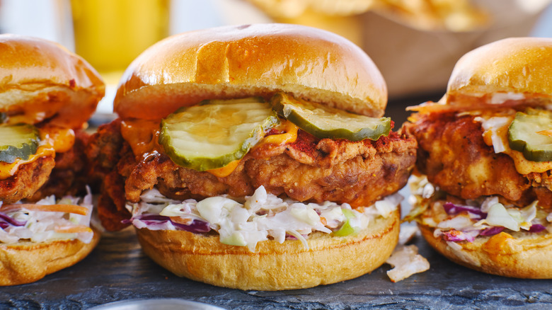 Chicken sandwiches with pickles