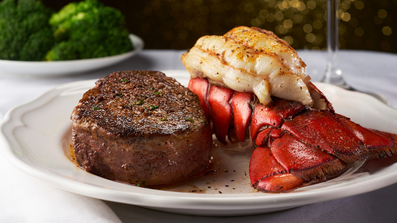 lobster and beef on plate