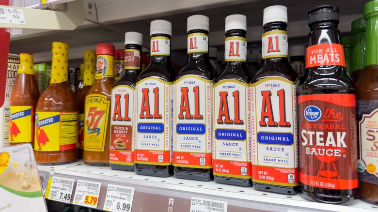 steak sauce on shelves