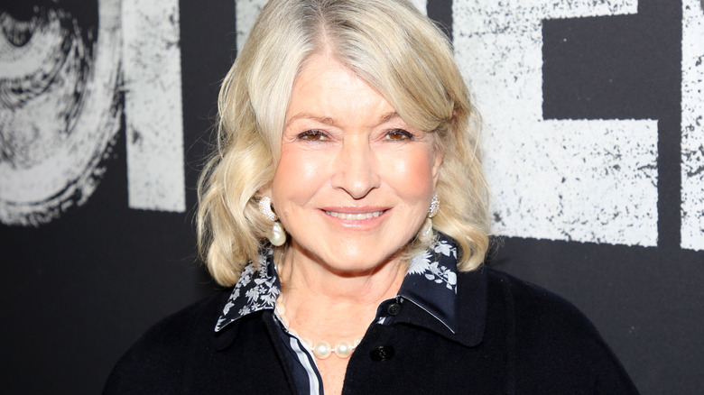 Martha Stewart smiles in pearls at an event