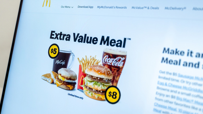 A view of items on the Extra Value Meal at McDonald's