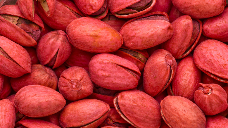 Pistachios with dyed red shells