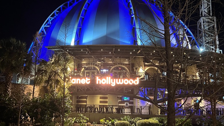 Planet Hollywood in Disney Springs at night