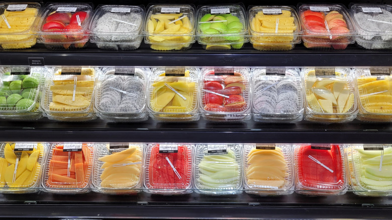 Pre-cut fruit in store