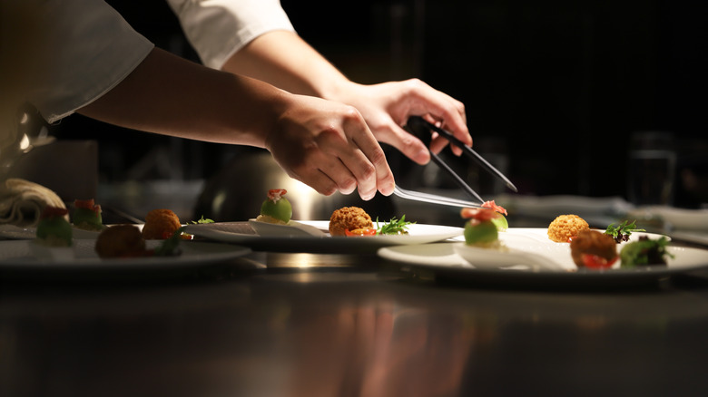 Chef plating fancy food