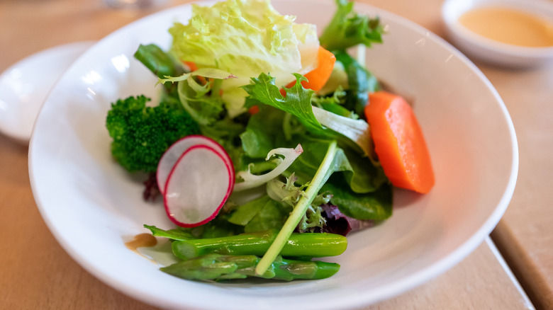 Salad on a plate at a California restaurant