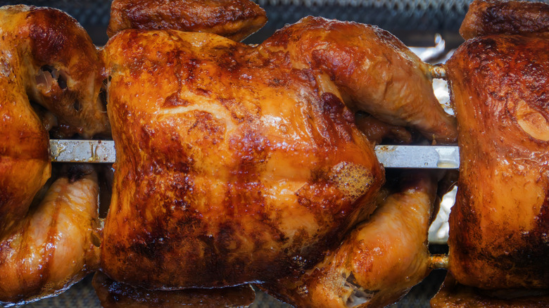 Close-up of rotisserie chicken