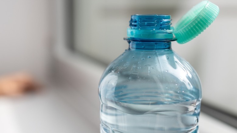 A close-up of a plastic water bottle.