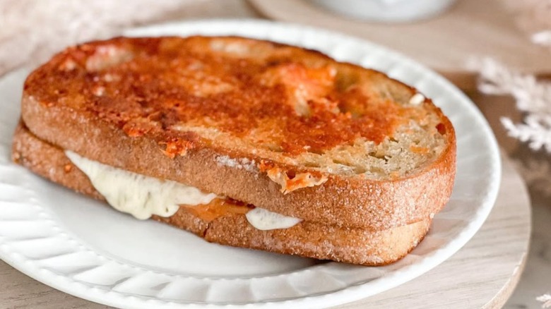 Starbucks style grilled cheese sandwich on a plate