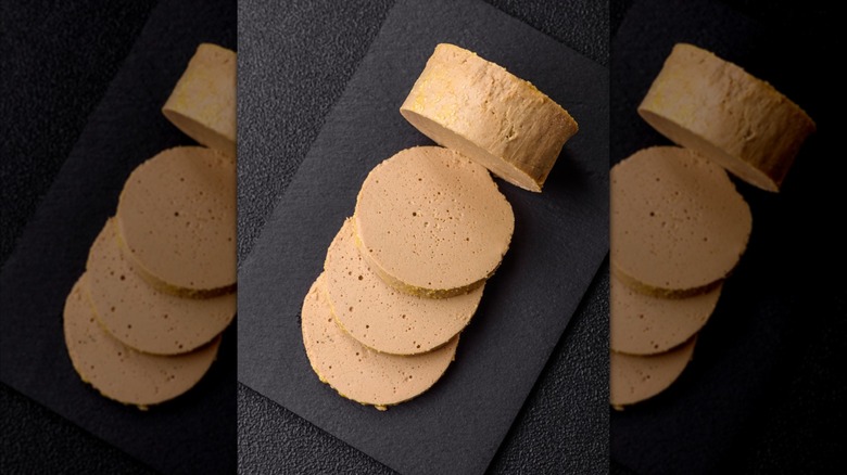 Slices of foie gras on a plate