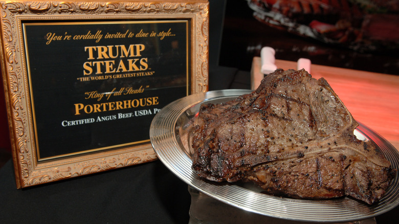 A cooked porterhouse steak from Trump Steaks