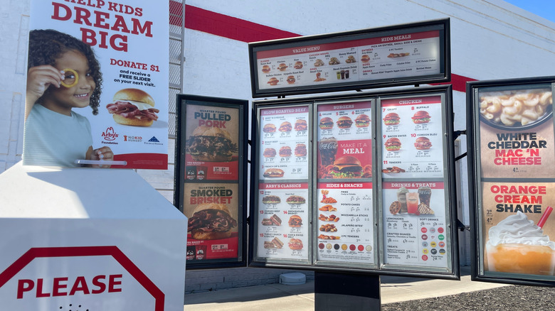 Wendy's drive-thru menu in the sunlight