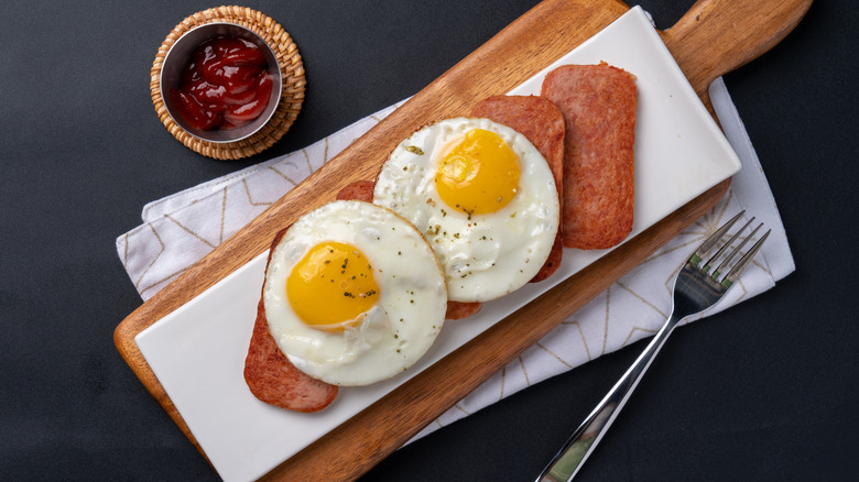 fried spam and eggs