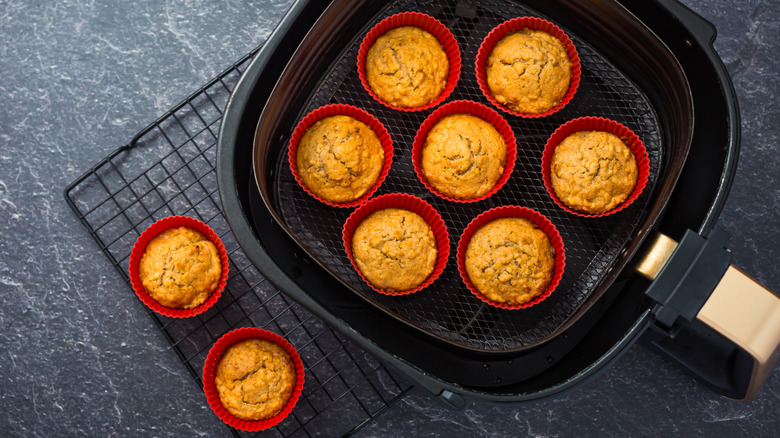 Apple muffins baked in an air fryer