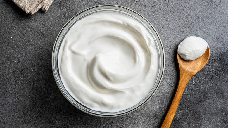 Bowl of homemade yogurt