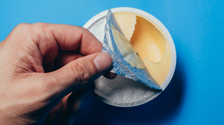 A foil seal on a container