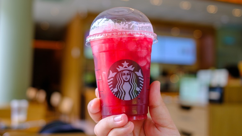 Starbucks Frappuccino up close on table
