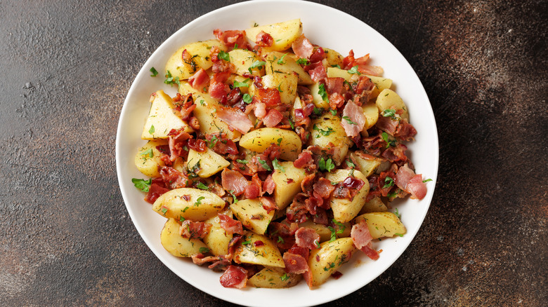 German potato salad in a white bowl