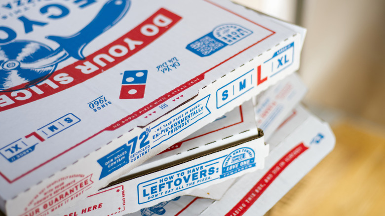Pizza boxes from Domino's