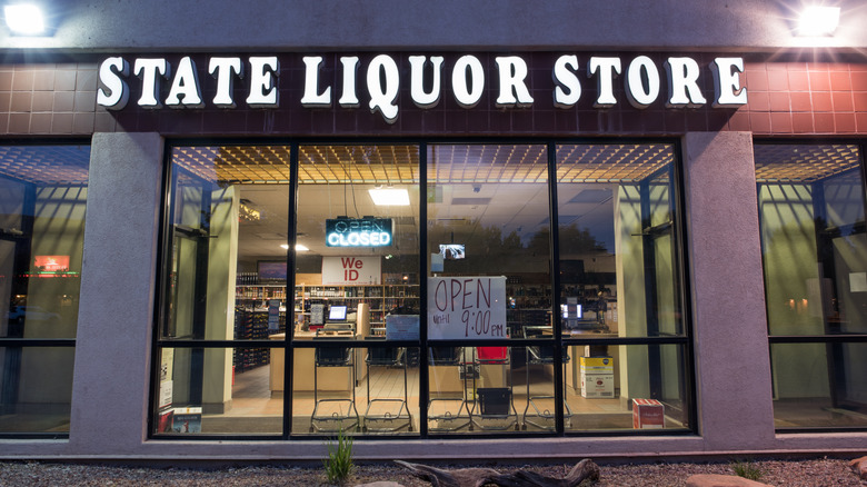 Sign on a state liquor store