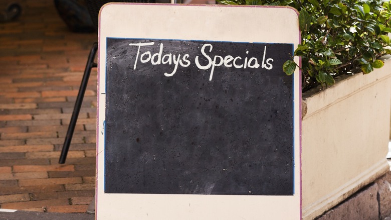 small blackboard with "Today's Specials" written on top.