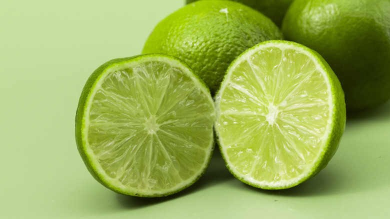 Cut seedless Persian limes
