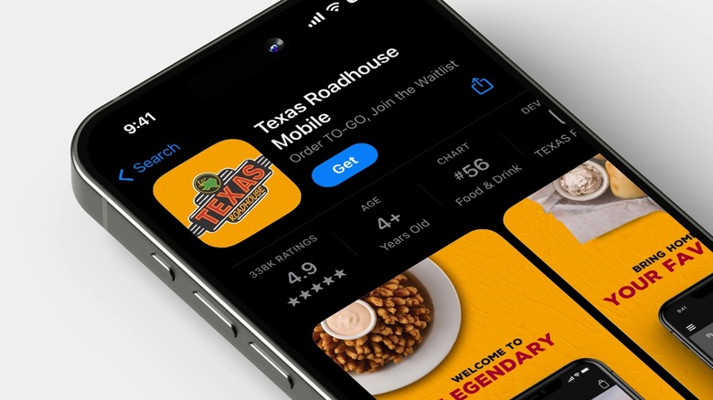 Texas Roadhouse app on mobile phone
