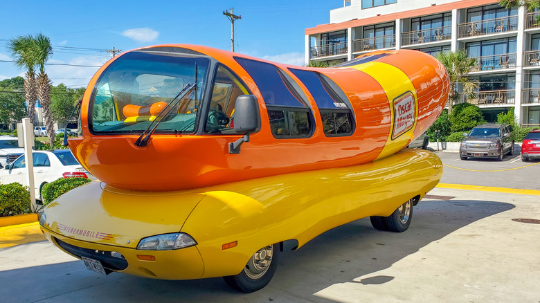 The Oscar Mayer Wienermobile on a city street