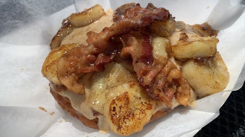 A Fat Elvis donut from Gourdough's Big Fat Donuts