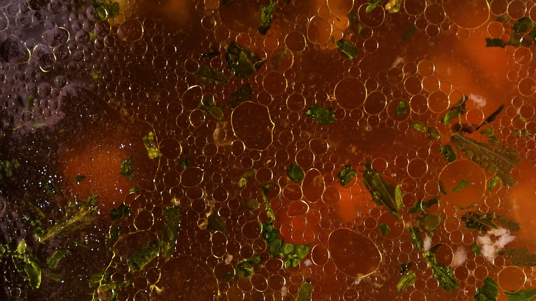 beef broth close up
