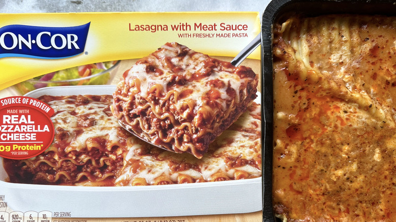 Box and container of On-Cor lasagna