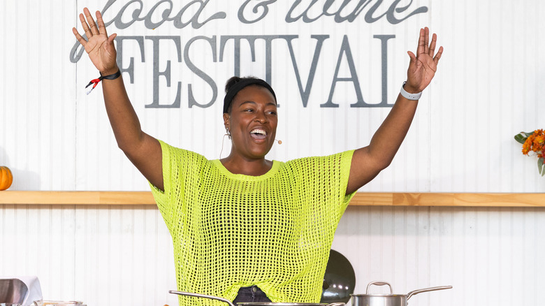 chef tiffany derry on stage at food and wine festival