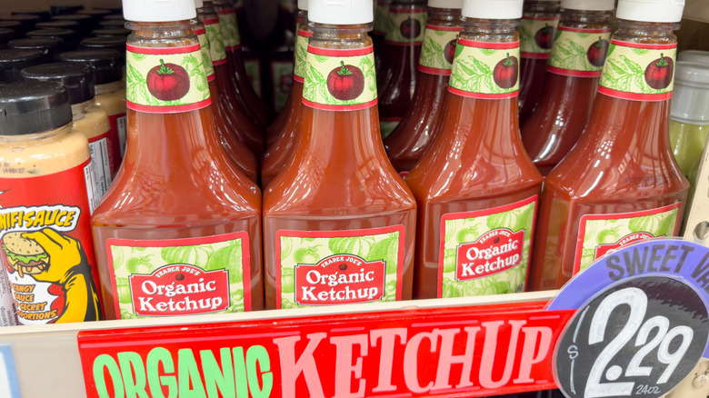 Trader Joe's organic ketchup on the store shelf