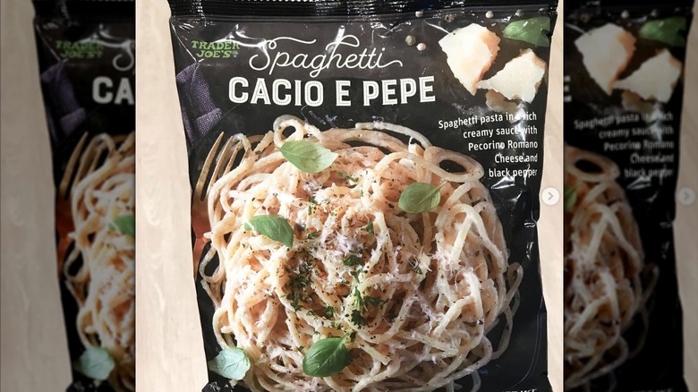 Trader Joe's cacio e pepe with wooden silverware handles