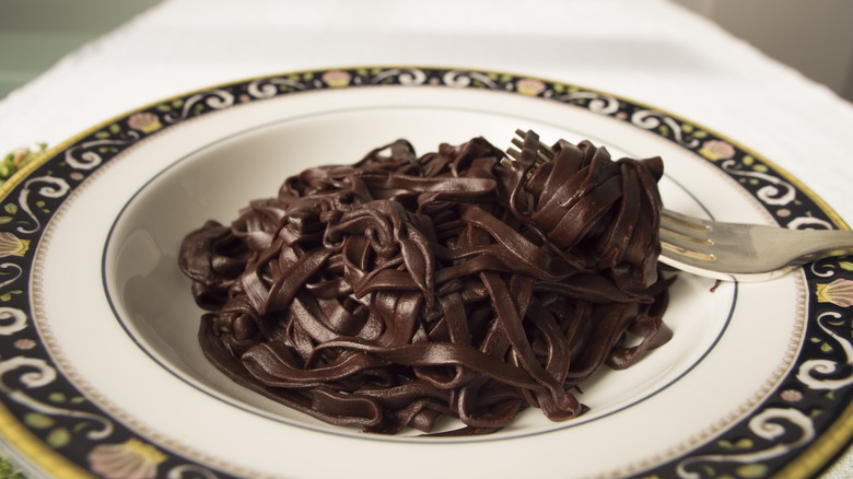 Pasta noodles made with chocolate