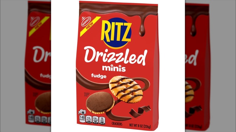 A bag of RITZ Drizzled Mini fudge crackers