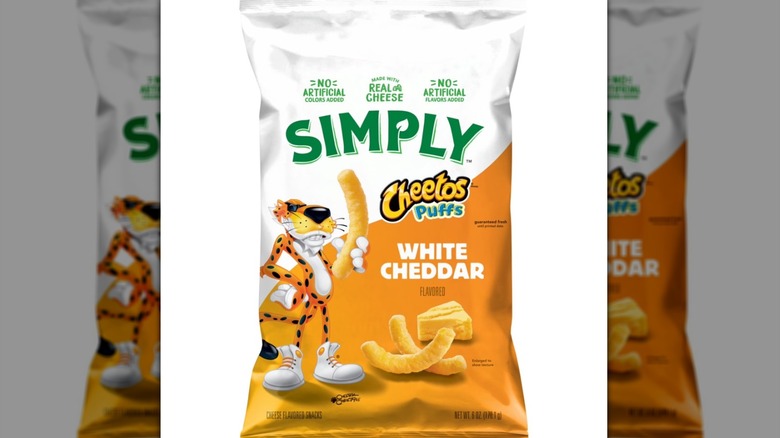 Bag of Simply White Cheddar Cheese Flavored Cheetos Puffs