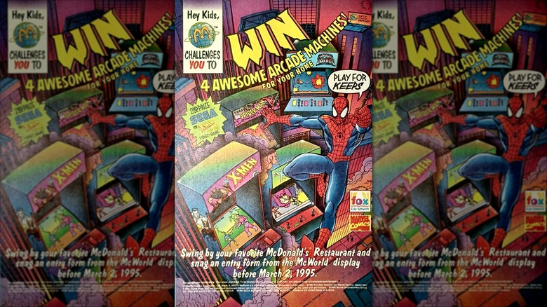 Spider-Man advertises a McDonald's video game giveaway