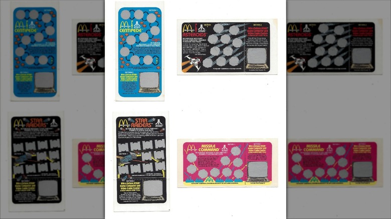 The four game cards from Taste The Thrill of McDonald's