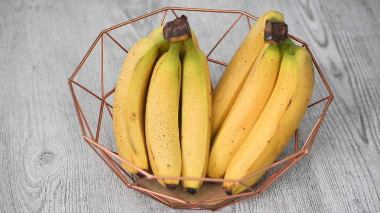Bananas in a wire fruit basket