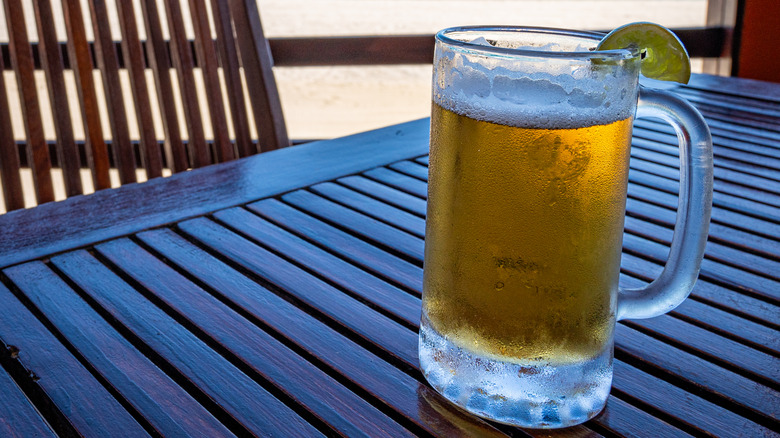 Chilled pint of Mexican lager